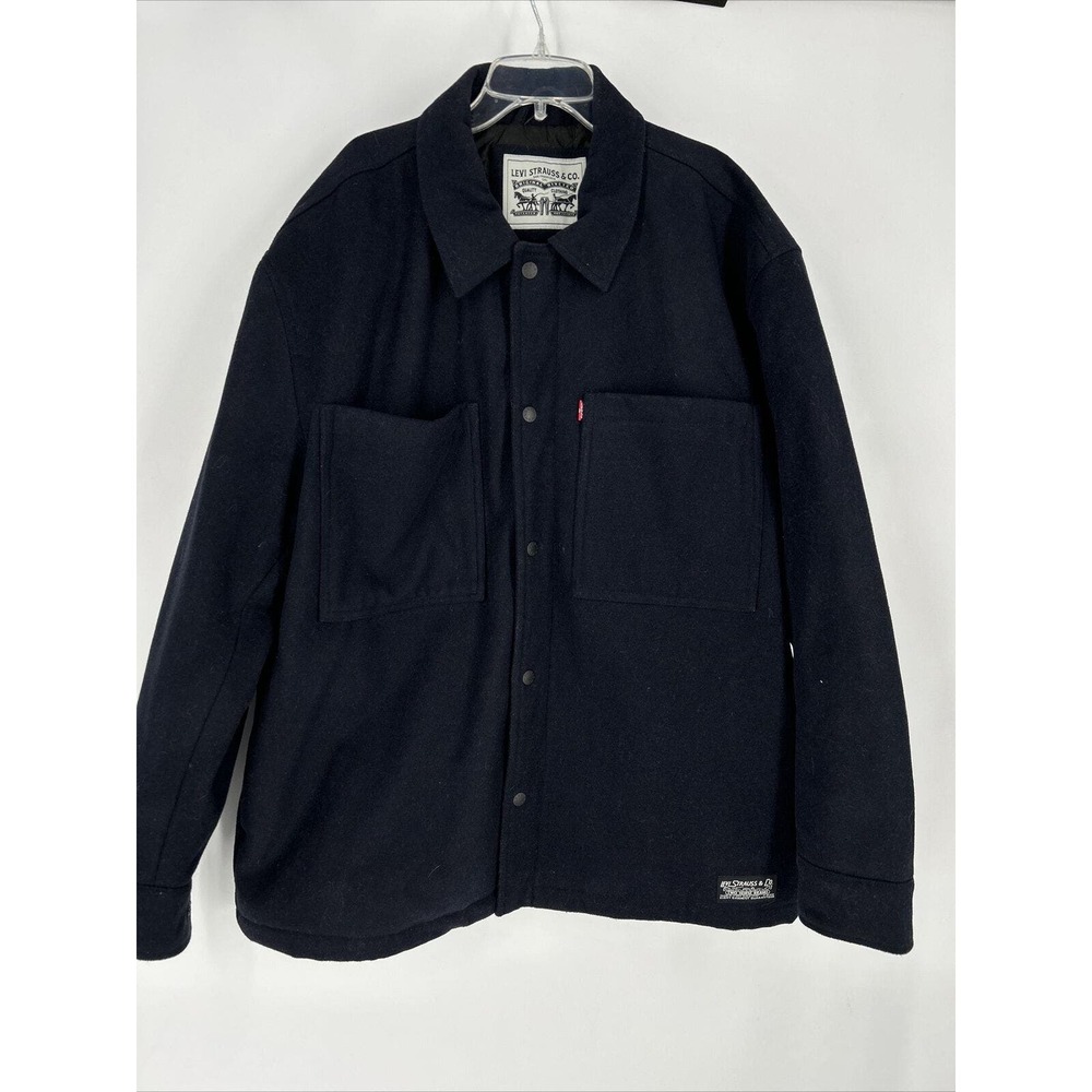 LEVI STRAUSS Men’s Wool Blend Trucker Jacket Lined Navy‎ Blue Sz L